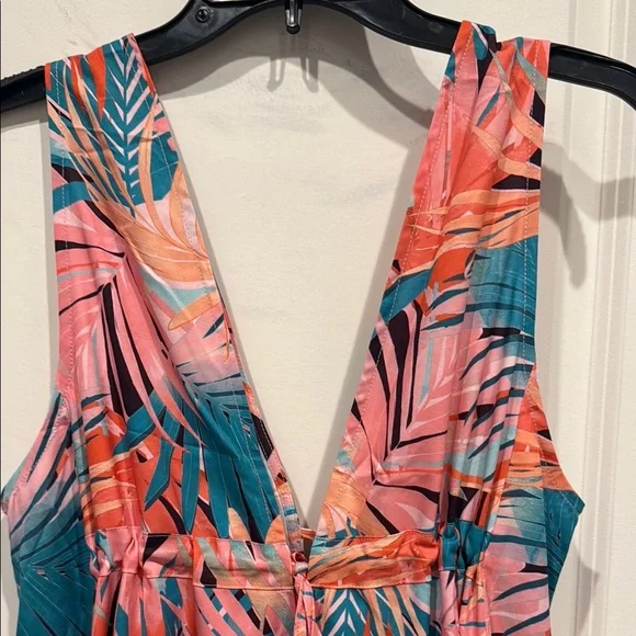 #64 Cupshe NWT, Tropical Leaf Print Sleeveless Dress, Size L. - Picture 4 of 5